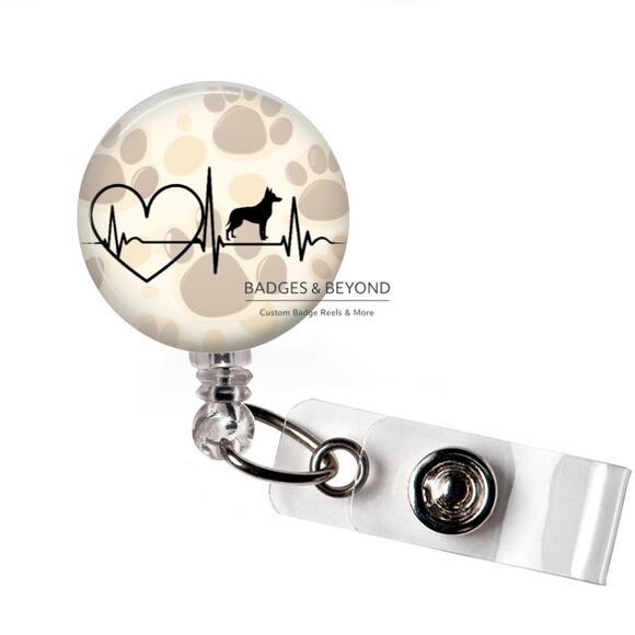 Handmade Accessories - Australian Cattle Dog Heartbeat Badge Reel | Dog Lover Retractable ID Holder